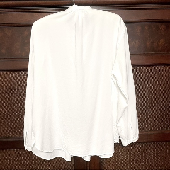 Uniqlo White Rayon Pintuck Long Sleeve Blouse‎ Size XL Office Classic Work - Picture 6 of 9
